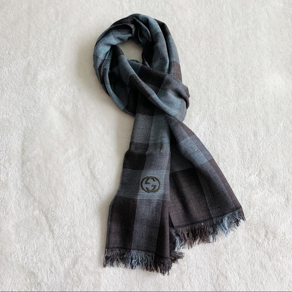 NWT Authentic Gucci Runway Check Silk Blend Scarf - Picture 2 of 8